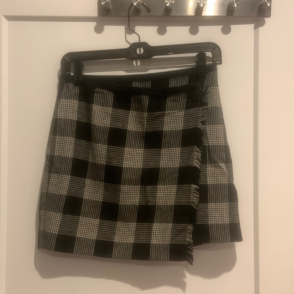 Madewell checkered wrap skirt